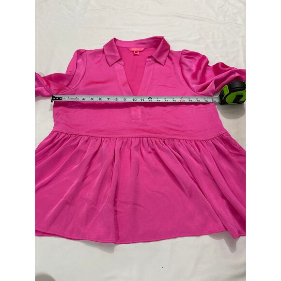 Lilly Pulitzer Womens 10 Pink Jaylene Long Sleeve Top Blouse Maximalist Preppy - Picture 8 of 9